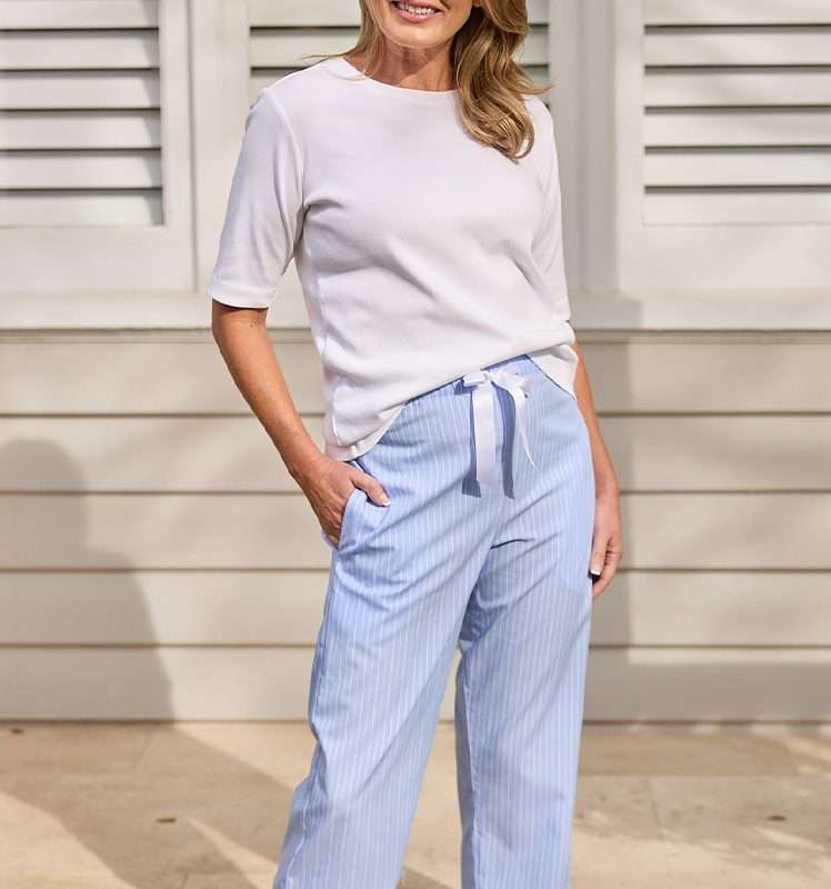 Womens Pj Pant-Scott Stripe Blue/White